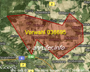 Vorwahlkarte 036695 – Söllmnitz