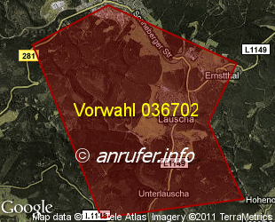 Vorwahlkarte 036702 – Lauscha
