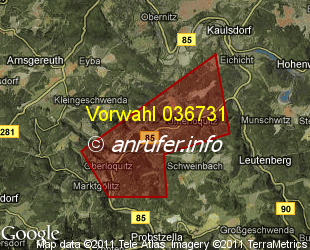 Vorwahlkarte 036731 – Unterloquitz