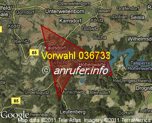 Vorwahlkarte 036733 – Kaulsdorf