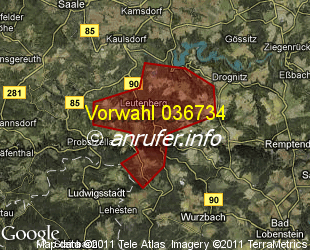 Vorwahlkarte 036734 – Leutenberg