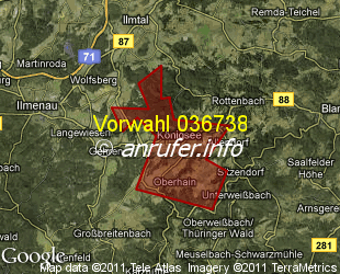 Vorwahlkarte 036738 – Königsee