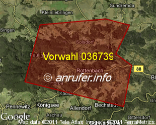Vorwahlkarte 036739 – Rottenbach