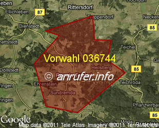 Vorwahlkarte 036744 – Remda