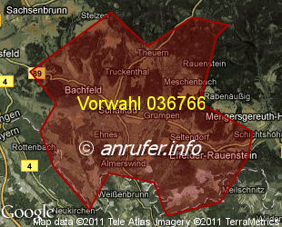 Vorwahlkarte 036766 – Schalkau