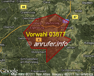 Vorwahlkarte 03677 – Ilmenau Thür