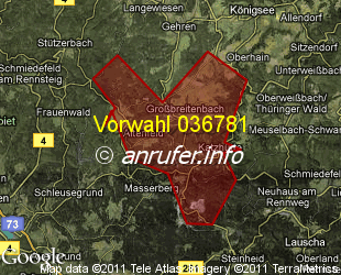 Vorwahlkarte 036781 – Grossbreitenbach