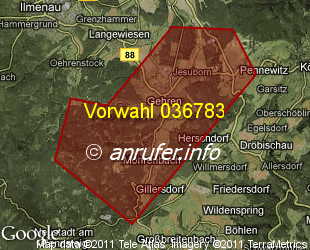 Vorwahlkarte 036783 – Gehren Thür