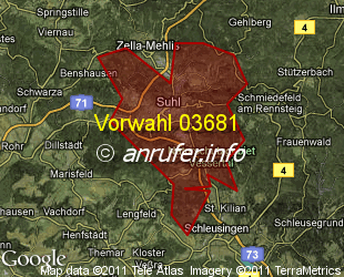 Vorwahlkarte 03681 – Suhl