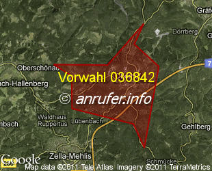 Vorwahlkarte 036842 – Oberhof Thür