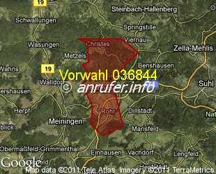 Vorwahlkarte 036844 – Rohr Thür