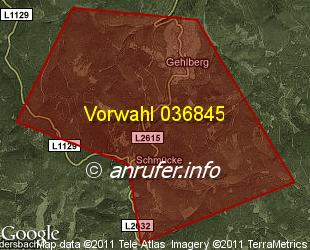 Vorwahlkarte 036845 – Gehlberg