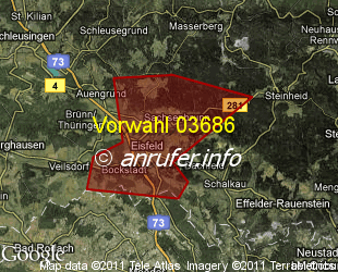 Vorwahlkarte 03686 – Eisfeld