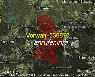 Vorwahlkarte 036870 – Masserberg