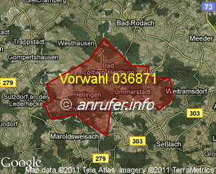 Vorwahlkarte 036871 – Bad Colberg-Heldburg