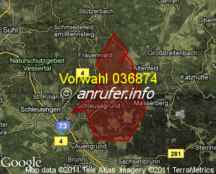 Vorwahlkarte 036874 – Schönbrunn b Hildburghaus