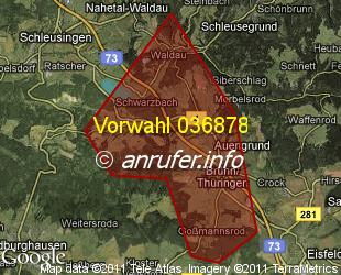 Vorwahlkarte 036878 – Oberland