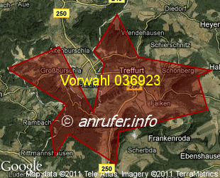 Vorwahlkarte 036923 – Treffurt