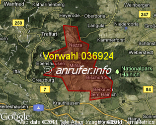 Vorwahlkarte 036924 – Mihla