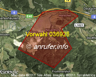 Vorwahlkarte 036928 – Neuenhof  Thür