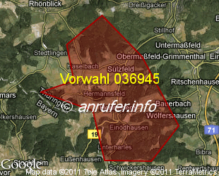 Vorwahlkarte 036945 – Henneberg