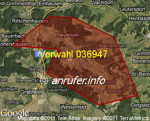 Vorwahlkarte 036947 – Jüchsen