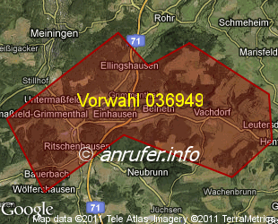 Vorwahlkarte 036949 – Obermaßfeld-Grimmenthal