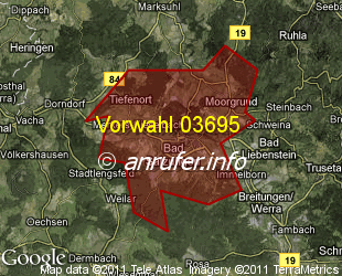 Vorwahlkarte 03695 – Bad Salzungen