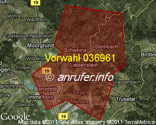 Vorwahlkarte 036961 – Bad Liebenstein