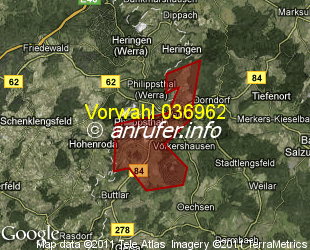 Vorwahlkarte 036962 – Vacha