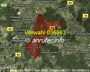 Vorwahlkarte 036963 – Dorndorf Rhön