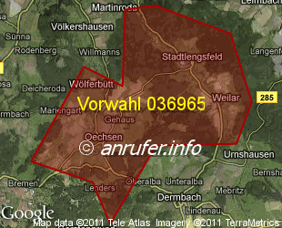 Vorwahlkarte 036965 – Stadtlengsfeld