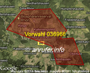 Vorwahlkarte 036966 – Kaltennordheim