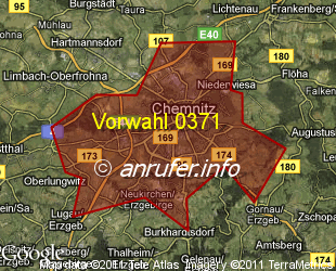 Vorwahlkarte 0371 – Chemnitz