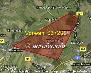 Vorwahlkarte 037200 – Wittgensdorf b Chemnitz