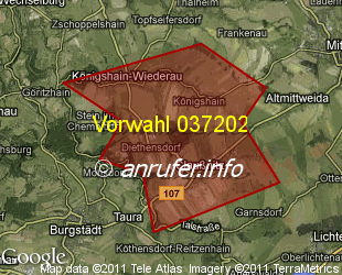 Vorwahlkarte 037202 – Claussnitz b Chemnitz