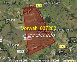 Vorwahlkarte 037203 – Gersdorf b Chemnitz