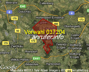 Vorwahlkarte 037204 – Lichtenstein Sachs