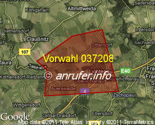 Vorwahlkarte 037208 – Auerswalde