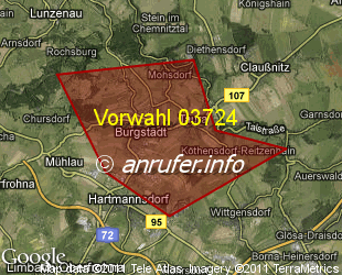 Vorwahlkarte 03724 – Burgstädt