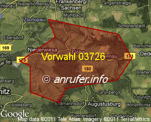 Vorwahlkarte 03726 – Flöha