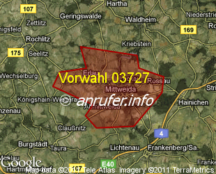 Vorwahlkarte 03727 – Mittweida