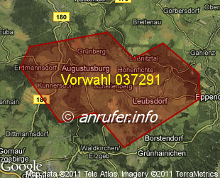 Vorwahlkarte 037291 – Augustusburg