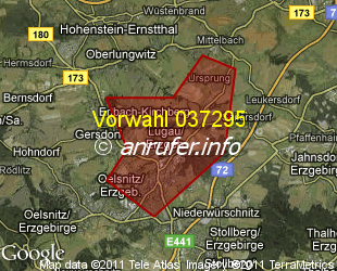 Vorwahlkarte 037295 – Lugau Erzgeb