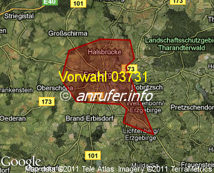 Vorwahlkarte 03731 – Freiberg Sachs
