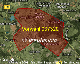 Vorwahlkarte 037320 – Mulda Sachs