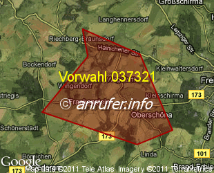 Vorwahlkarte 037321 – Frankenstein Sachs