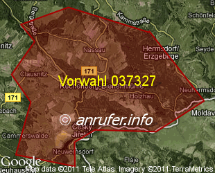 Vorwahlkarte 037327 – Rechenberg-Bienenmühle