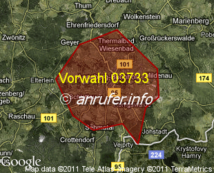 Vorwahlkarte 03733 – Annaberg-Buchholz