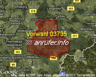 Vorwahlkarte 03735 – Marienberg Sachs
